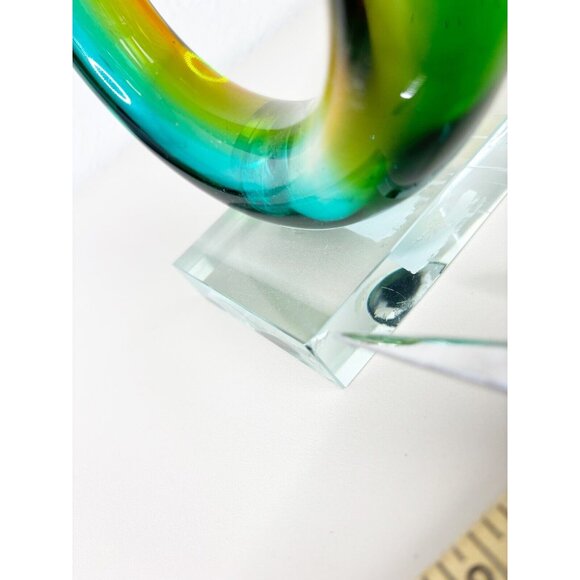 VTG Murano ? Glass Treble Cleft 11" Handblown Decor Blue Green Striped Music EUC - Picture 8 of 8
